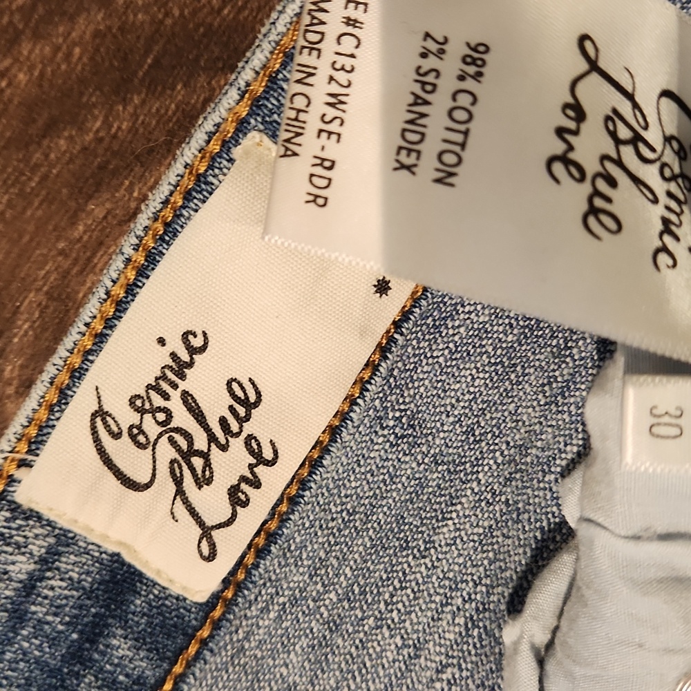 ❤️ COSMIC BLUE LOVE ADRIENNE BOYFRIEND JEANS, DISTRESSED, 10 (30) - Picture 6 of 7